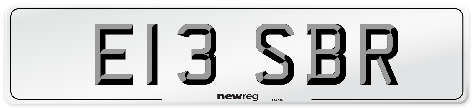 E13 SBR Number Plate from New Reg